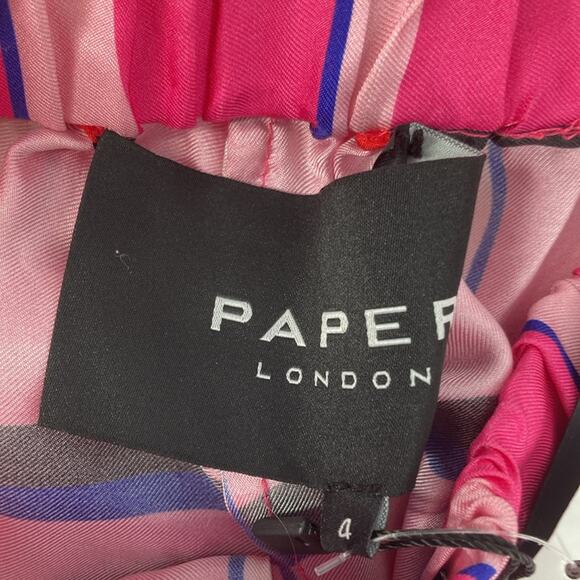 New Paper London Women's Pink Miami Check Wide Leg Pull On Silk Pants UK 4 - Picture 3 of 15